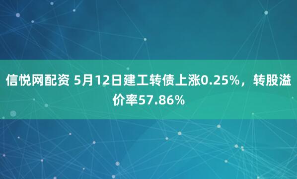 信悦网配资 5月12日建工转债上涨0.25%，转股溢价率57.86%